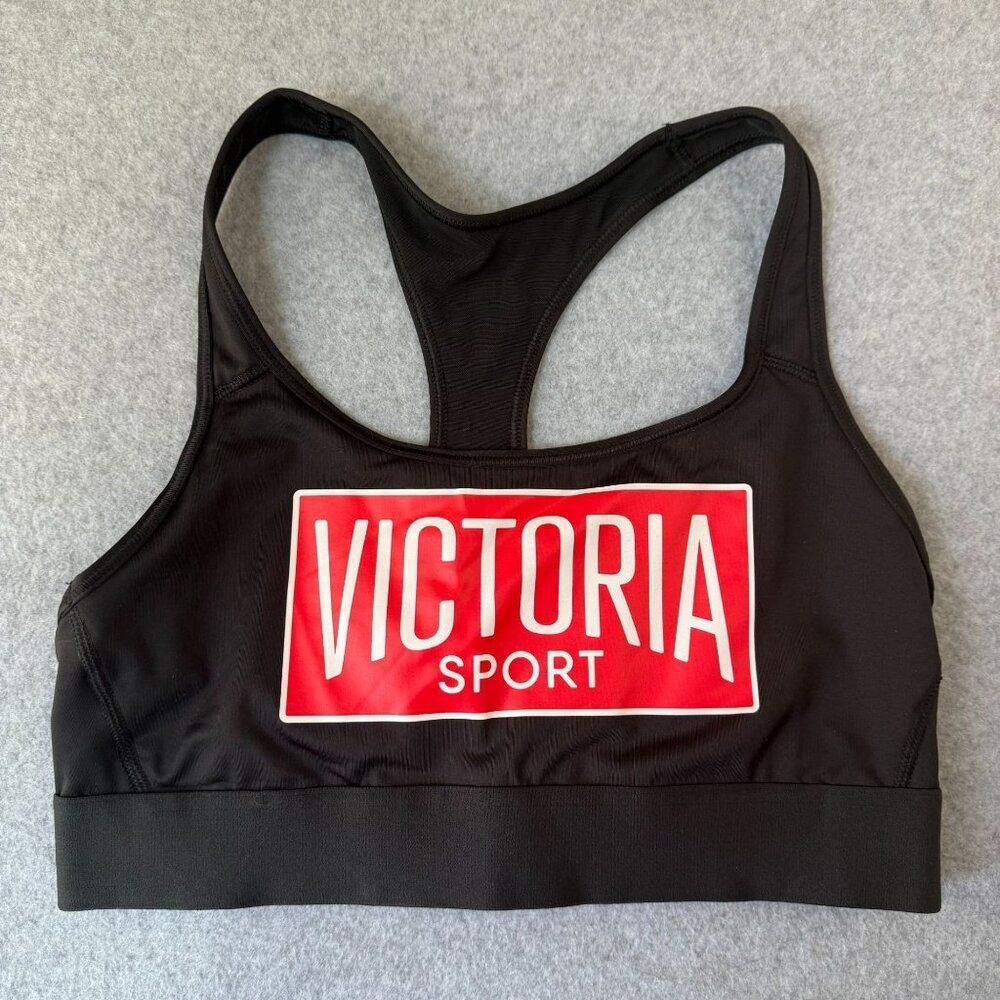 Women's Victoria‎ Sport Size Medium Black Red Logo Sports Bra Victoria's Secret